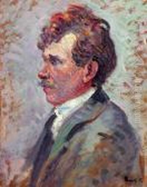 Portrait D'homme (probablement Louis Givort) Oil Painting by Maximilien Luce