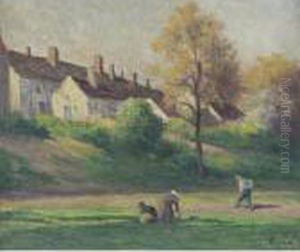 Village De Saint-ay Oil Painting by Maximilien Luce