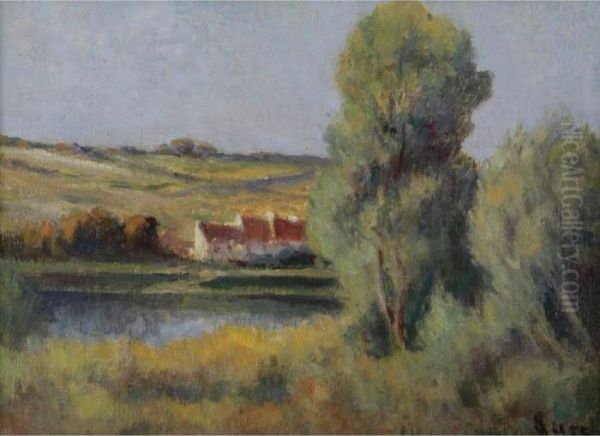 Maisons Au Bord De L'eau Oil Painting by Maximilien Luce