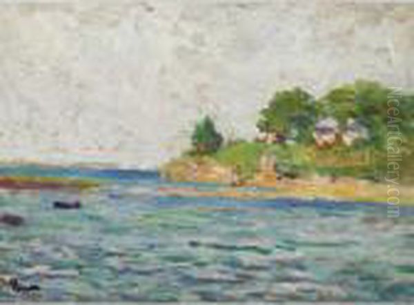 Bord De Mer A Kermouster Oil Painting by Maximilien Luce