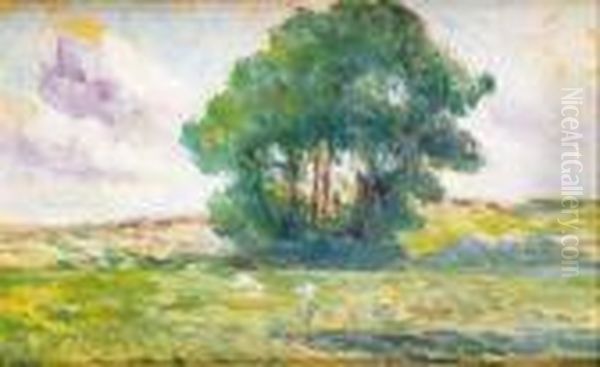 Grands Arbres Aux Environs De Rolleboise Oil Painting by Maximilien Luce