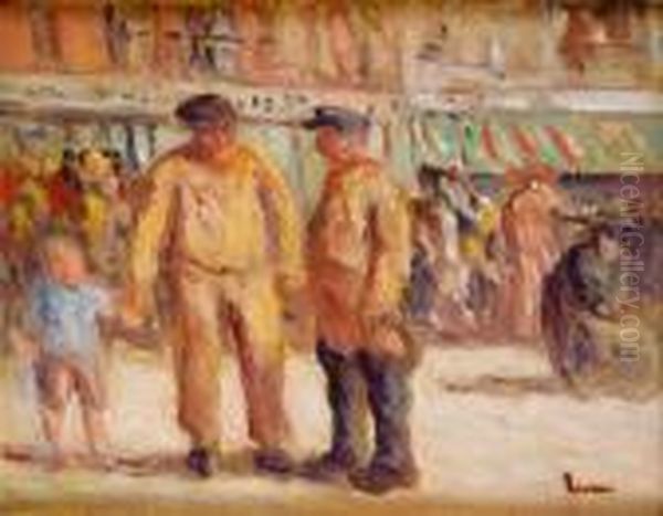 Pecheurs Au Treport, Circa 1925 Oil Painting by Maximilien Luce