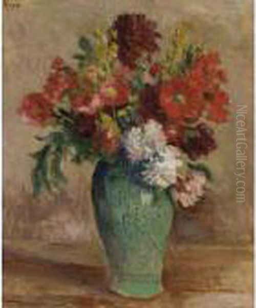 Vase De Fleurs Oil Painting by Maximilien Luce