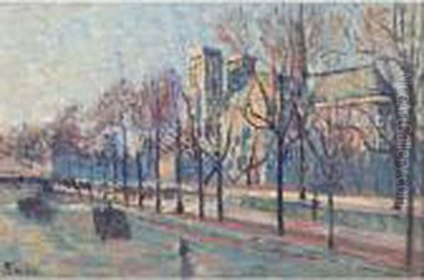 Notre-dame Vue Du Quai Montebello Oil Painting by Maximilien Luce