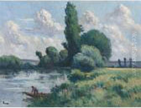 Rolleboise, Le Petit Bras De Seine Oil Painting by Maximilien Luce