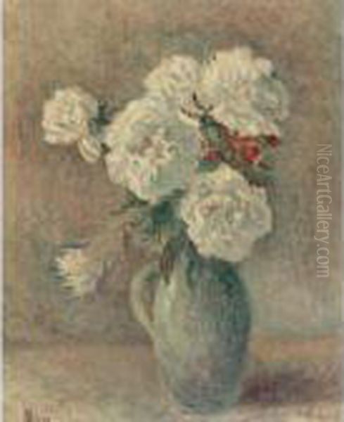 Pivoines Blanches Dans Un Vase Oil Painting by Maximilien Luce