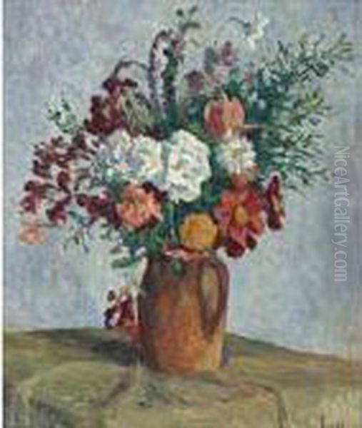 Fleurs Dans Un Vase Oil Painting by Maximilien Luce