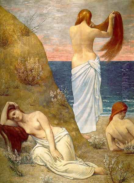 Young Girls at the Seaside Oil Painting by Pierre-Cecile Puvis De Chavannes