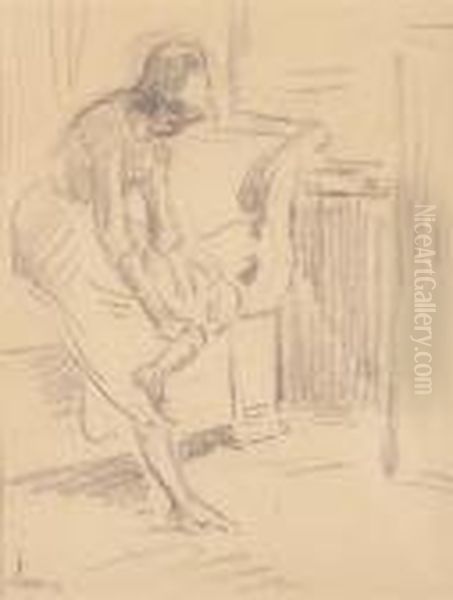 Jeune Femme Mettant Ses Bas Oil Painting by Maximilien Luce