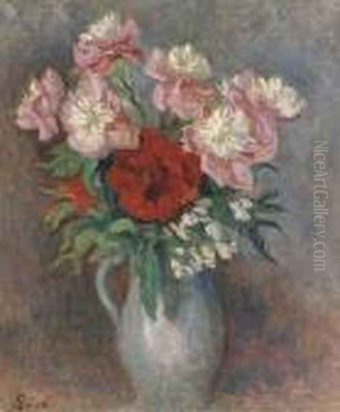 Bouquet De Pivoines Oil Painting by Maximilien Luce