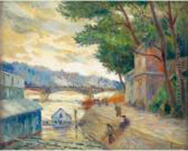 Bords De Seine A Paris Oil Painting by Maximilien Luce