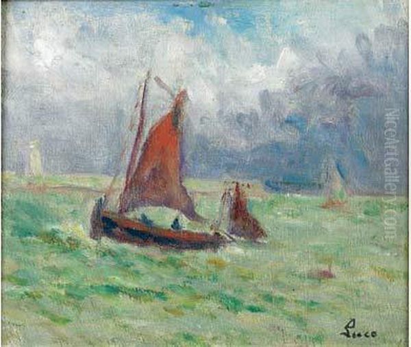 Voilier Au Treport, Circa 1930-1935 Oil Painting by Maximilien Luce