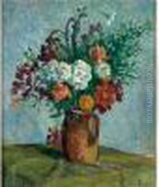 Fleurs Dans Un Vase Oil Painting by Maximilien Luce