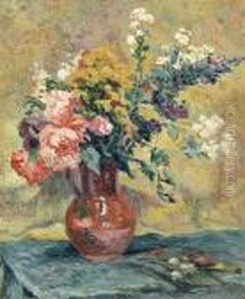 Bouquet De Fleurs Dans Un Vase Oil Painting by Maximilien Luce