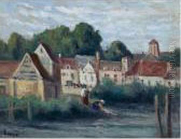 Bessy Le Village Au Bord De L'eau Oil Painting by Maximilien Luce