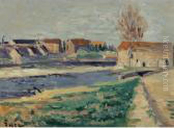 Village Oil Painting by Maximilien Luce