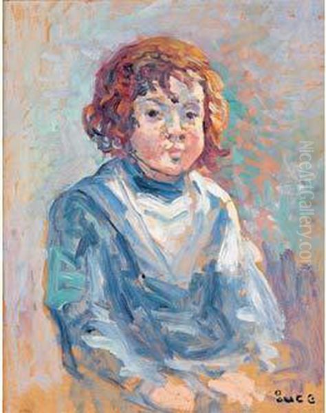 Portrait D'enfant, Vers 1905 Oil Painting by Maximilien Luce