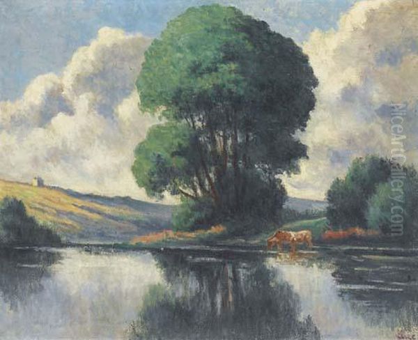 Rolleboise, Le Grand Arbre Oil Painting by Maximilien Luce