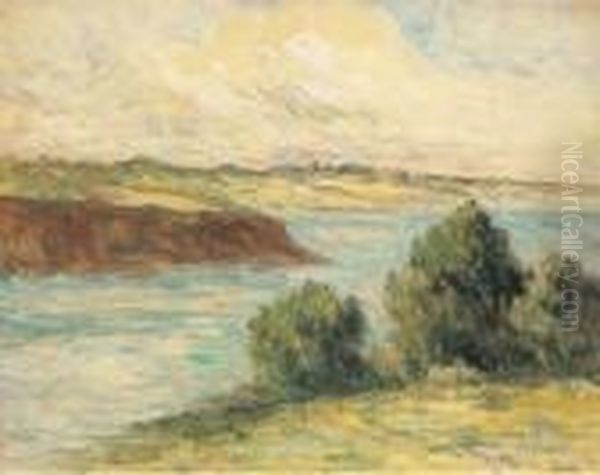 Paysage (environs De Rolleboise?) Oil Painting by Maximilien Luce