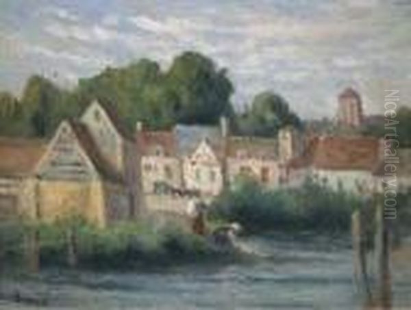 Bessy, Le Village Au Bord De L'eau Oil Painting by Maximilien Luce