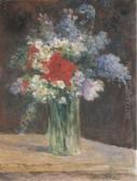 Fleurs Dans Un Vase Oil Painting by Maximilien Luce