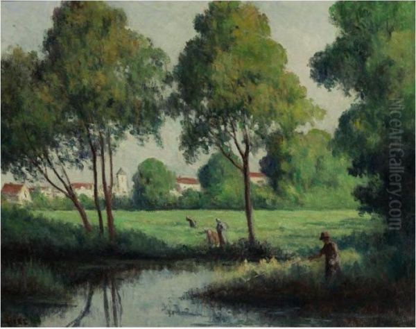 Guernes, Paysage Oil Painting by Maximilien Luce