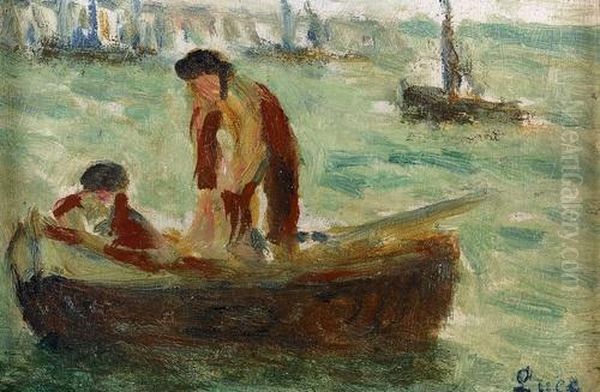 Zwei Fischer In Einem Boot. Oil Painting by Maximilien Luce