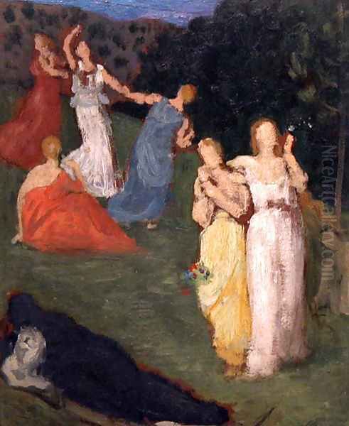 Death and the Maidens (study) Oil Painting by Pierre-Cecile Puvis De Chavannes