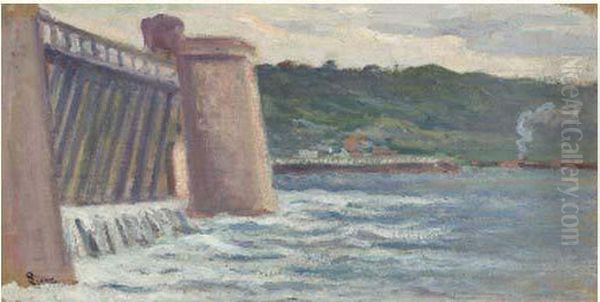 Barrage De Mericourt Oil Painting by Maximilien Luce