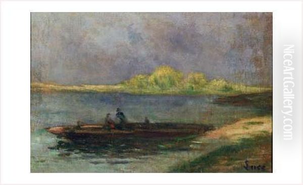 Le Passeur A Rosny Sur Seine Oil Painting by Maximilien Luce