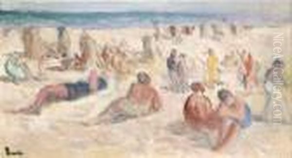 La Plage De Parame Oil Painting by Maximilien Luce