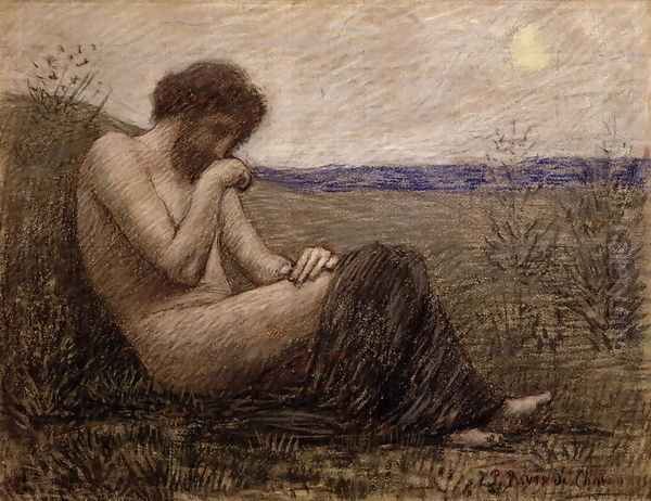 Solitude Oil Painting by Pierre-Cecile Puvis De Chavannes