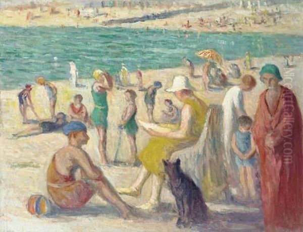 La Plage Du Parame Oil Painting by Maximilien Luce