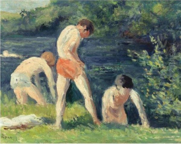 Les Baigneurs Oil Painting by Maximilien Luce