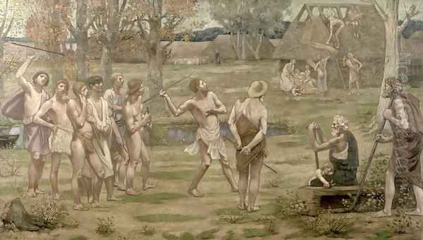 Ludus Pro Patria, 1883 Oil Painting by Pierre-Cecile Puvis De Chavannes