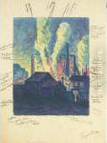 Usines A Charleroi Oil Painting by Maximilien Luce