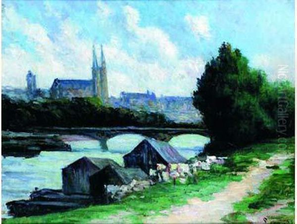 Bord De Seine Oil Painting by Maximilien Luce