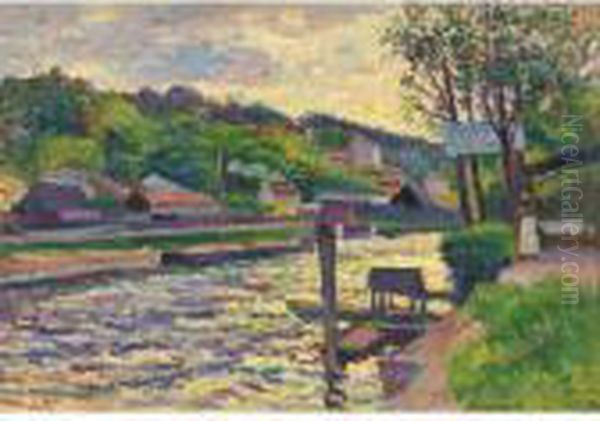 Guinguette Au Bord De L'eau Oil Painting by Maximilien Luce