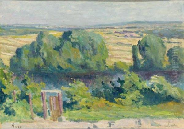 Vue Du Milieu De La Cote De Rolleboise Oil Painting by Maximilien Luce