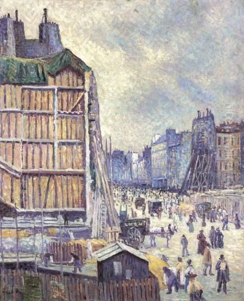 La Rue Reaumur Oil Painting by Maximilien Luce