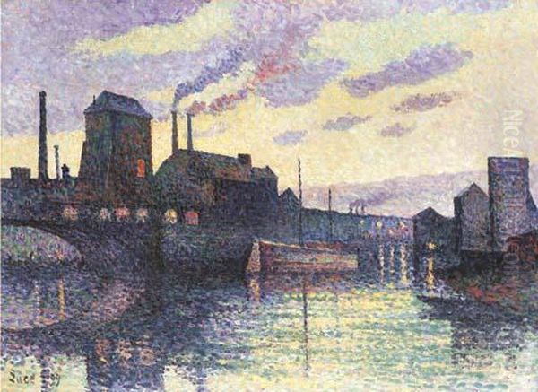 La Sambre, Marchiennes Oil Painting by Maximilien Luce