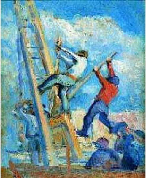 Ouvriers Oil Painting by Maximilien Luce