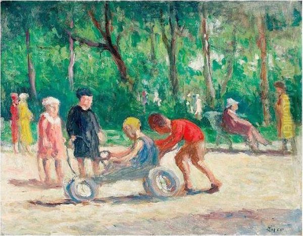 Au Luxembourg Oil Painting by Maximilien Luce