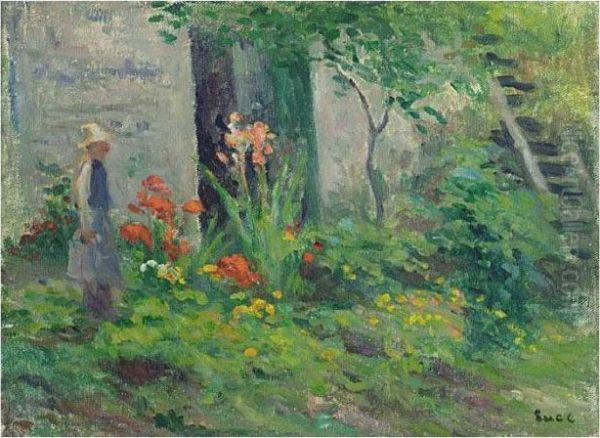 Rolleboise, Le Jardin Oil Painting by Maximilien Luce