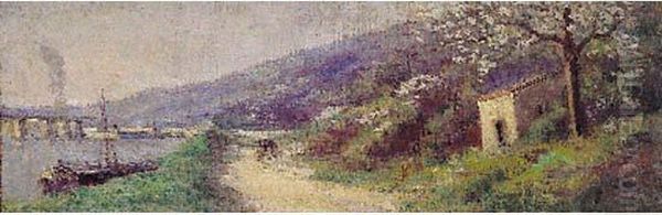 Printemps En Bord De Fleuve Oil Painting by Maximilien Luce