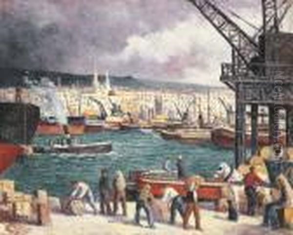 Rouen, Le Port Oil Painting by Maximilien Luce