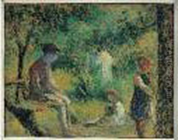 Rolleboise, Jeux D'enfants Oil Painting by Maximilien Luce