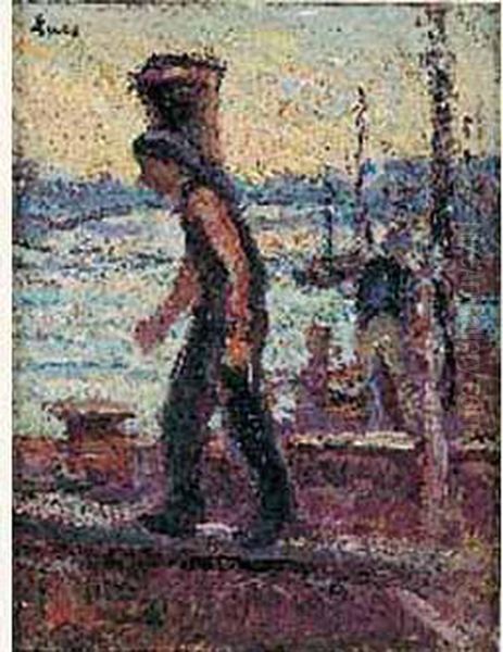 Debardeur De Charbon Oil Painting by Maximilien Luce