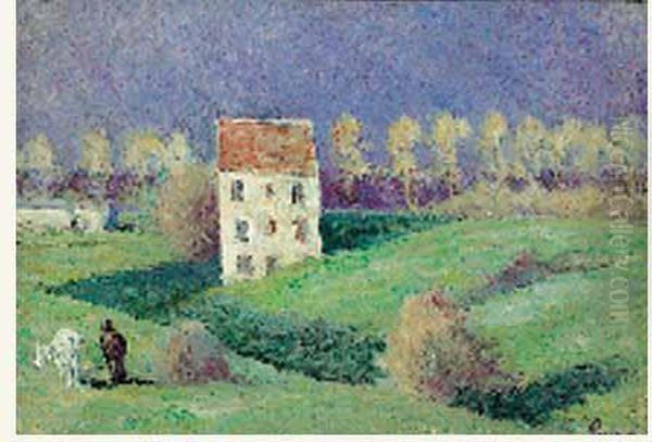 La Maison Blanche Route De Bonnieres Oil Painting by Maximilien Luce