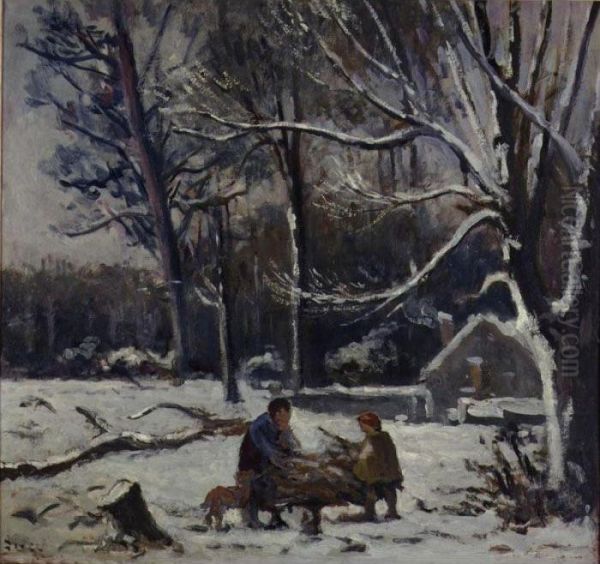 L'hiver A Rolleboise Oil Painting by Maximilien Luce